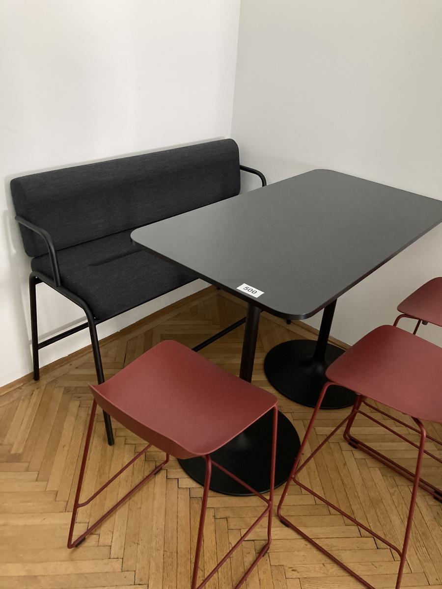 Stehtisch 130 x 70 x 96 cm inkl. Sitzbank 130 x 60 cm Stoffbezug schwarz